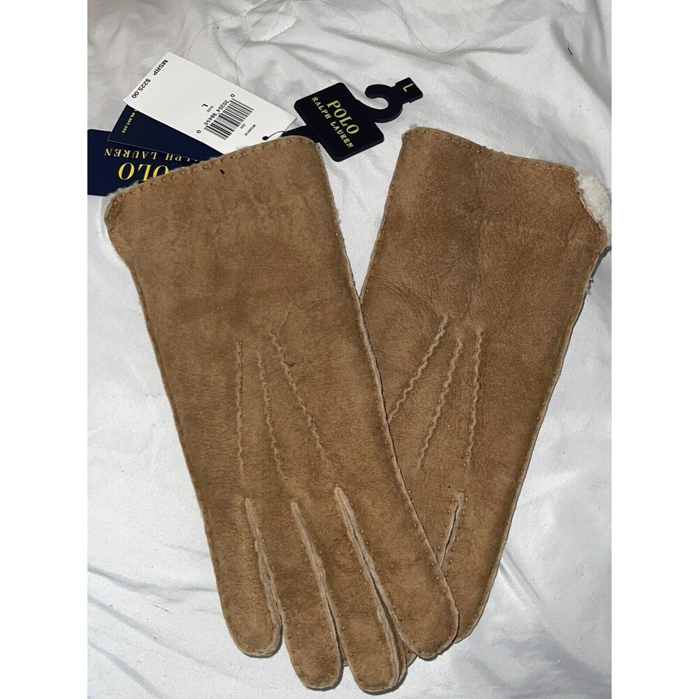 NWT Ralph Lauren Sheepskin Beige Men Winter Gloves. Size Large.reg Price 225.00